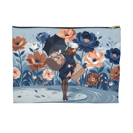 ☂️🌺 The Lady Of The Traveling Garden Accessory Pouch – Art Deco Floral Adventure
