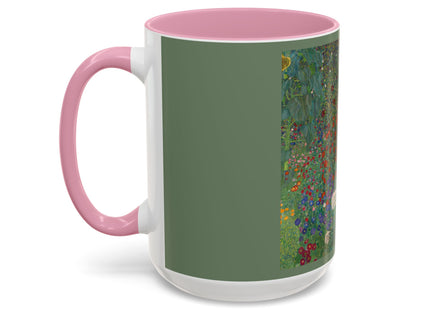Farm Garden with Sunflowers by Gustav Klimt Colorful Mugs (11oz, 15oz)