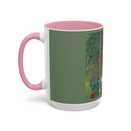 Farm Garden with Sunflowers by Gustav Klimt Colorful Mugs (11oz, 15oz)