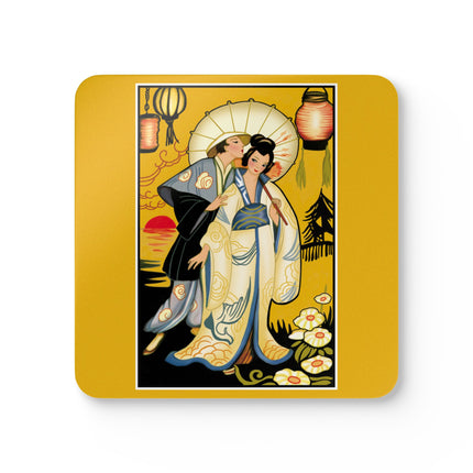 Golden Embrace Corkwood Coaster Set