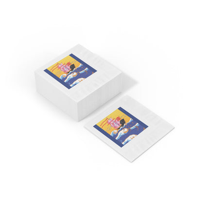 Golden Seas and Whimsical Dreams White Coined Napkins