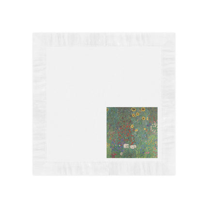 Farm Garden with Sunflowers by Gustav Klimt White Coined Napkins