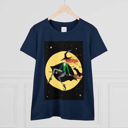 A Witch’s Moonlit Flight Women's Midweight Cotton Tee