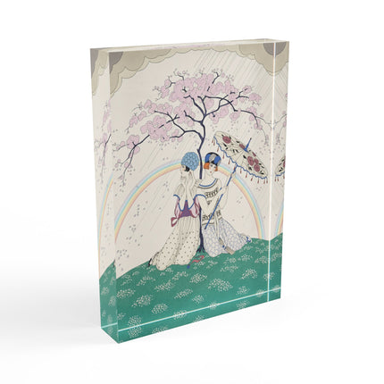 🌸🌈 The Ladies Of The Rainbow Garden Acrylic Art Block – Art Deco Spring Romance