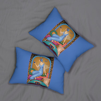 September & Sapphire (from the Gem Series) by Sofia Chiostri Spun Polyester Lumbar Pillow