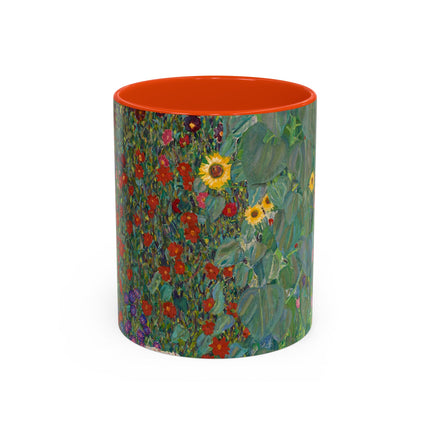 Farm Garden with Sunflowers by Gustav Klimt Colorful Mugs (11oz, 15oz)