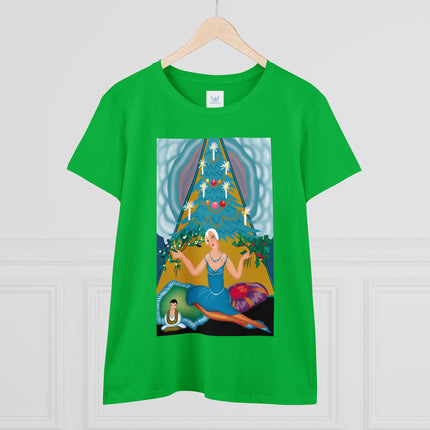 Art Deco Christmas Elegance Women's Midweight Cotton Tee