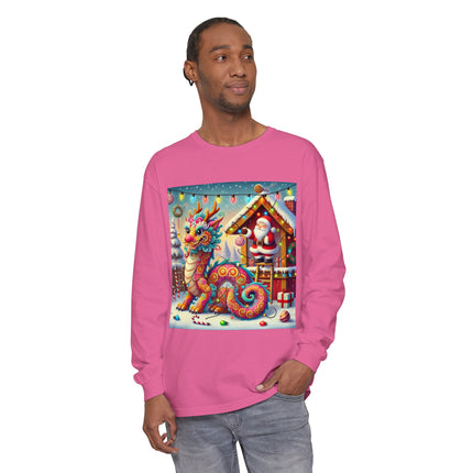Playful Dragon's Christmas Unisex Garment-dyed Long Sleeve T-Shirt