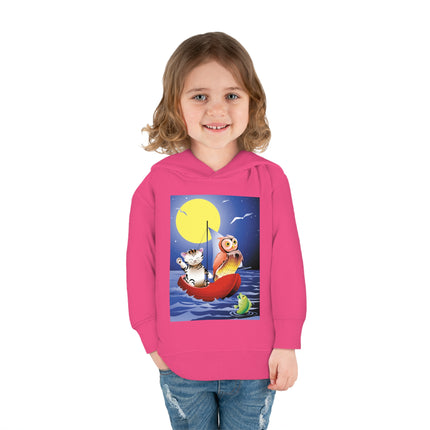 Embarking on a Moonlit Journey Toddler Pullover Fleece Hoodie