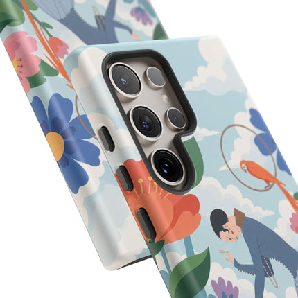 🦜🌺 The Lady Of The Garden Aviary Phone Case – Art Deco Floral Whimsy