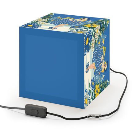 💙🌼 The Bluebell Christmas Promenade Light Cube Lamp – Art Deco Holiday Fantasy