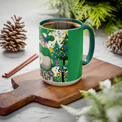 🍀🎄 The Emerald Holly Christmas Colorful Mug – Art Deco Holiday Elegance