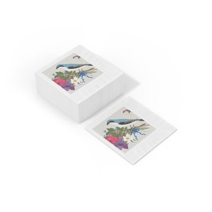Bluebird & Butterfly White Coined Napkins – Spring Harmony & Delicate Beauty