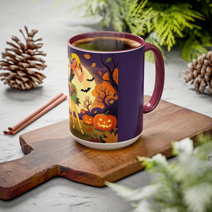 🌕🍂 Autumn Song Beneath The Harvest Moon Colorful Mug – Whimsical Halloween Charm
