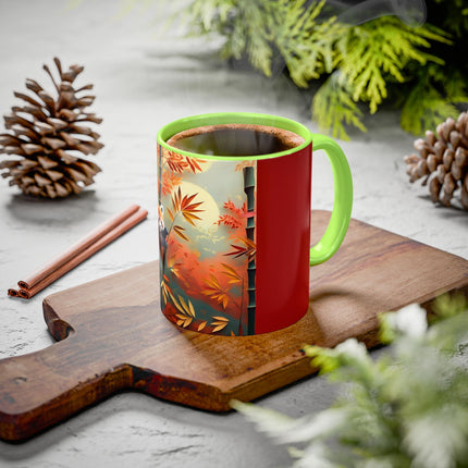 Red Panda at an Autumn Bamboo Grove Colorful Mugs (11oz, 15oz)