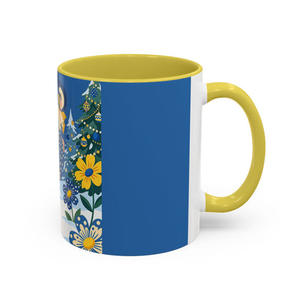 💙🌼 The Bluebell Christmas Promenade Colorful Mug – Art Deco Holiday Fantasy