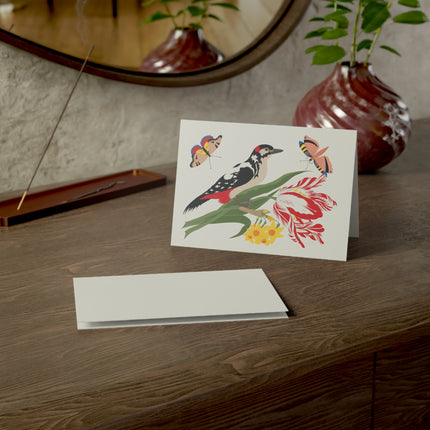 Woodpecker & Tulip Greeting Card – Vibrant Energy & Cheerful Charm