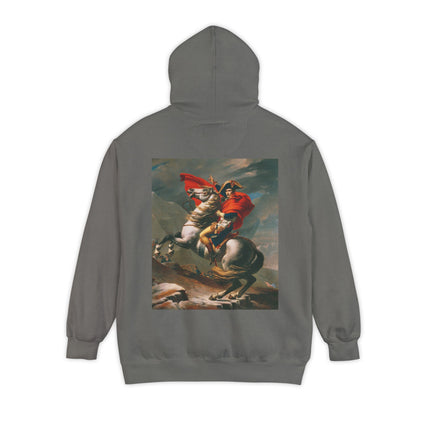 Napoleon Crossing the Alps by Jacques-Louis David Unisex Garment-Dyed Hoodie