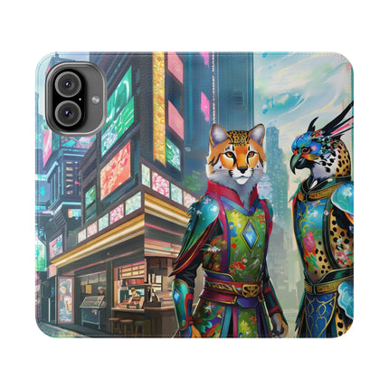 🐆🦜 Cybernetic Duets Flip Case – Neon Elegance & Digital Harmony