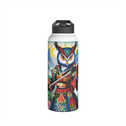 Cyberpunk Samurai Owl Stainless Steel Water Bottle