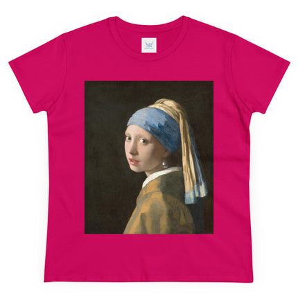 Girl with a Pearl Earring by Johannes Vermeer Women's Midweight Cotton Tee