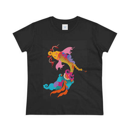 Golden Koi Women's Midweight Cotton Tee – Prosperity & Vibrant Energy