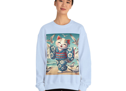 Geisha Kitten by the Seaside Heavy Blend™ Crewneck Sweatshirt