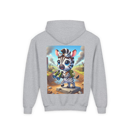 Zebra Lookout Youth Hooded Sweatshirt – Adventure, Curiosity & Explorer Spirit