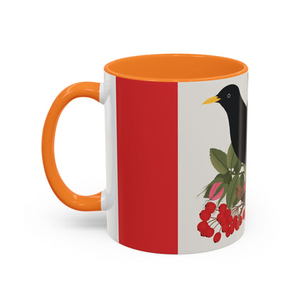 Blackbird & Rose Colorful Mugs – Timeless Elegance & Nature's Harmony