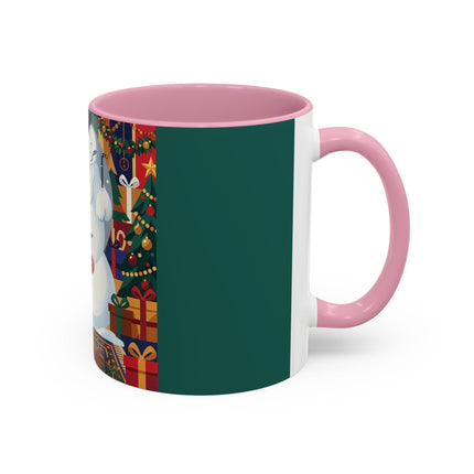 ☃️🎄 The Snowman's Christmas Companion Colorful Mug – Art Deco Holiday Fantasy