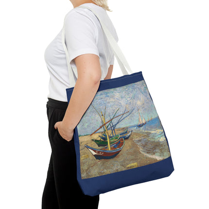 Fishing Boats on the Beach at Saintes-Maries by Vincent Van Gogh Tote Bag (AOP)