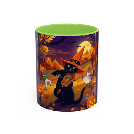 🐈‍⬛🎻 The Black Cat's Moonlit Melody Colorful Mug – Whimsical Halloween Music