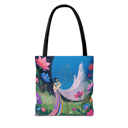 🌸🏔️ The Lady Of The Mountain Garden Tote Bag – Art Deco Floral Fantasy