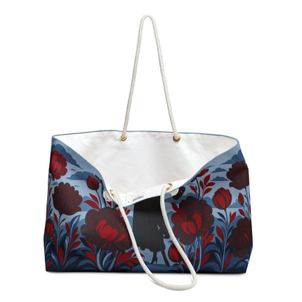 🌹🖤 The Scarlet Midnight Garden Promenade Weekender Bag – Art Deco Floral Elegance