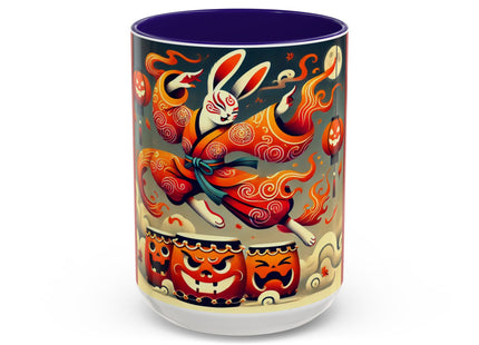Jack-O’-Lantern Drums & The Kabuki Rabbit Colorful Mugs (11oz, 15oz)