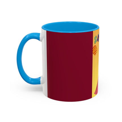 Elegant Holiday Woman with Gifts Colorful Mugs (11oz, 15oz)