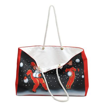 Festive Snowball Weekender Bag