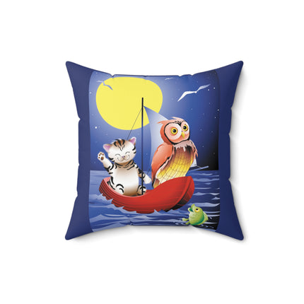 Embarking on a Moonlit Journey Spun Polyester Square Pillow