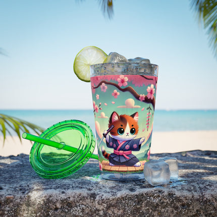 Samurai Kitten Sunsplash Tumbler with Straw, 16oz