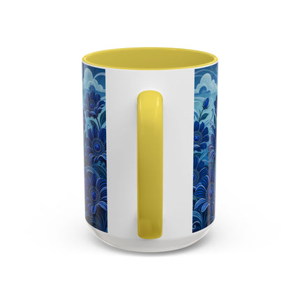 💙🌸 The Sapphire Wind Dancer Colorful Mug – Art Deco Floral Fantasy