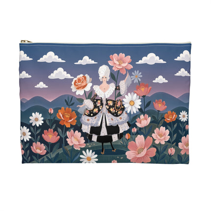 🌸🎀 The Grand Floral Promenade Accessory Pouch – Art Deco Fashion Fantasy