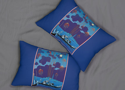 Fireworks in Venice by George Barbier Spun Polyester Lumbar Pillow