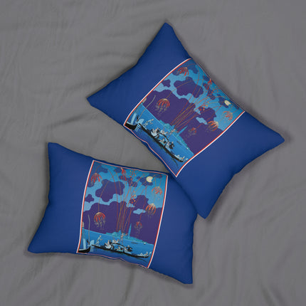 Fireworks in Venice by George Barbier Spun Polyester Lumbar Pillow