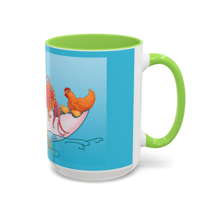 A Rooster's Seafaring Adventure Colorful Mugs, 11oz