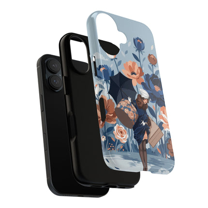 ☂️🌺 The Lady Of The Traveling Garden Phone Case – Art Deco Floral Adventure