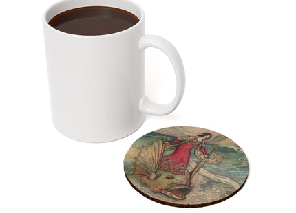 Rita Rides on the Dolphin by Warwick Goble Cork Back Coaster