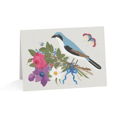 Bluebird & Butterfly Greeting Card – Elegant Charm & Springtime Grace
