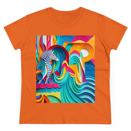 Surfing Zebra Women's Midweight Cotton Tee
