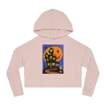 Halloween Night at the Haunted House Women’s Cropped Hooded Sweatshirt