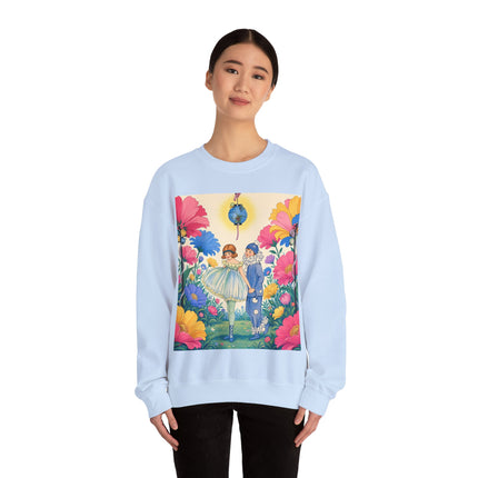 🌸🏮 The Lantern Garden Stroll Crewneck Sweatshirt – Art Deco Floral Whimsy